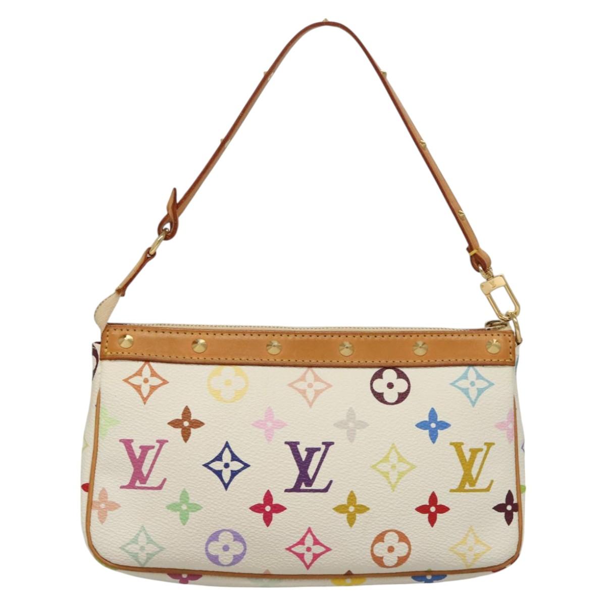 LOUIS VUITTON Multicolor Pochette Accessoires Pouch White M92649 LV Auth 127635V