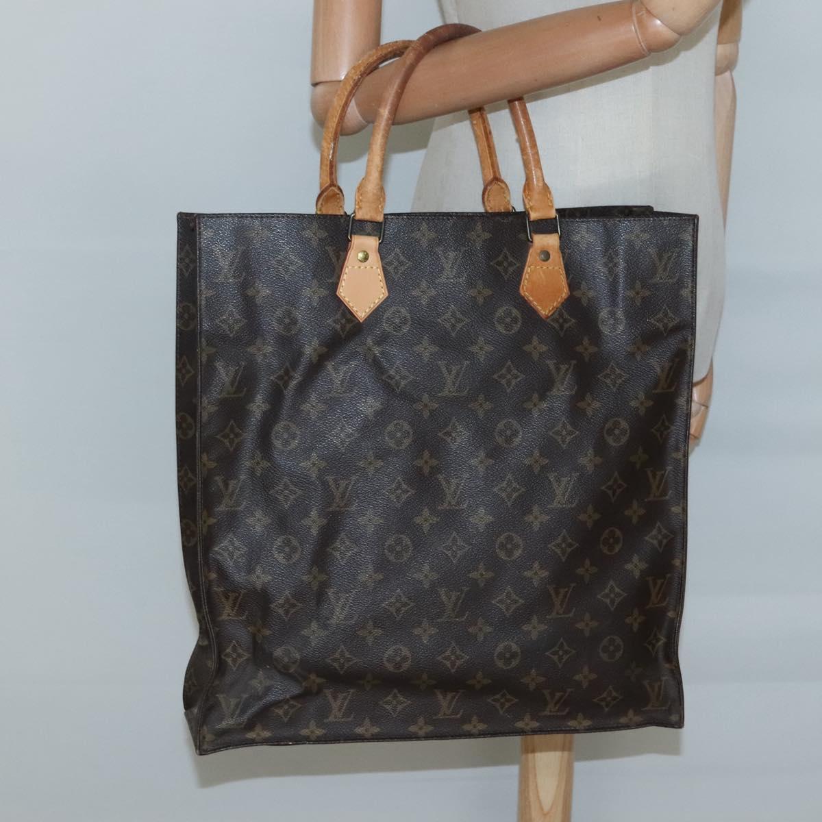 LOUIS VUITTON Monogram Sac Plat Hand Bag M51140 LV Auth 127666