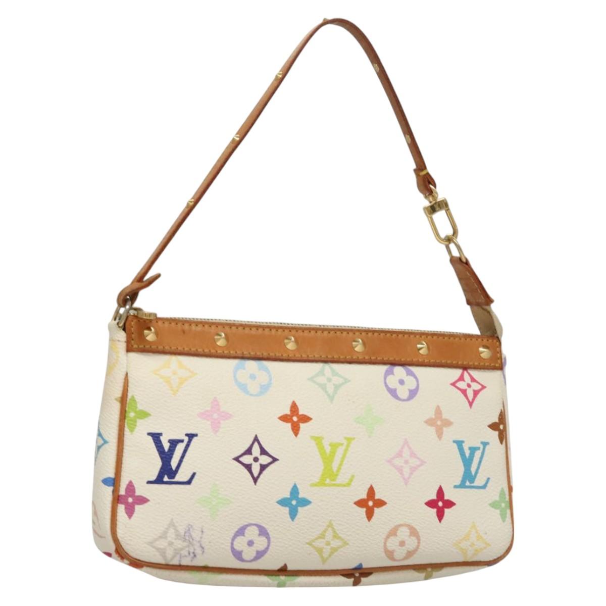 LOUIS VUITTON Multicolor Pochette Accessoires Pouch White M92649 LV Auth 127669V