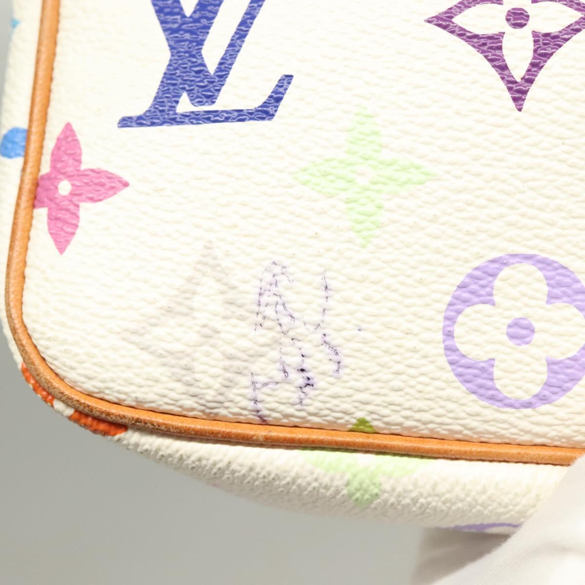LOUIS VUITTON Multicolor Pochette Accessoires Pouch White M92649 LV Auth 127669V