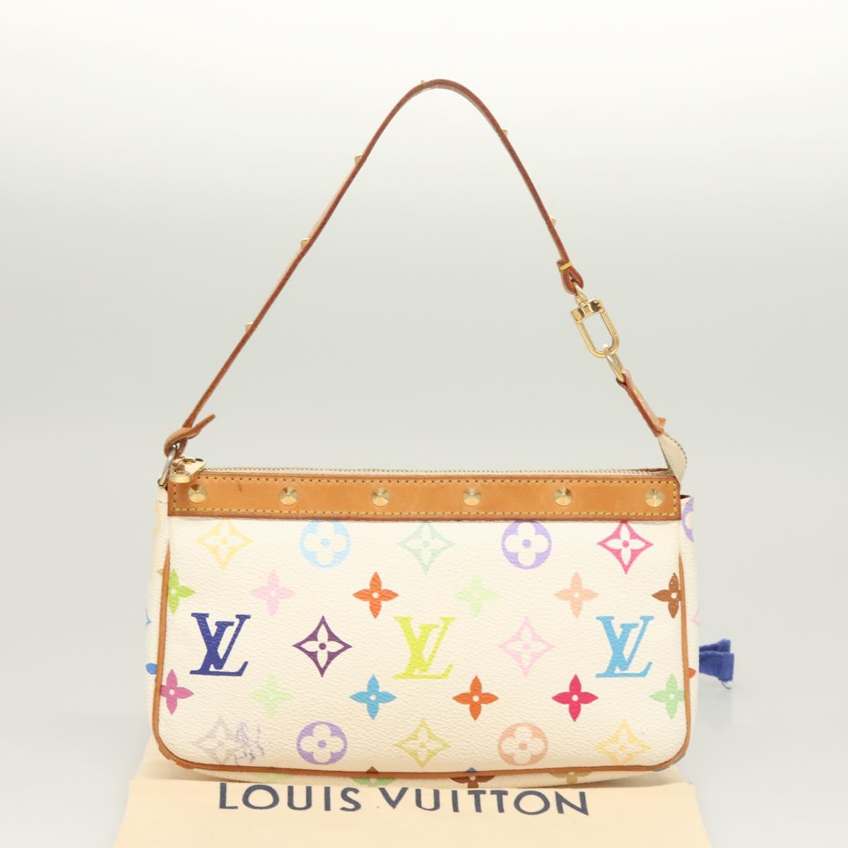 LOUIS VUITTON Multicolor Pochette Accessoires Pouch White M92649 LV Auth 127669V