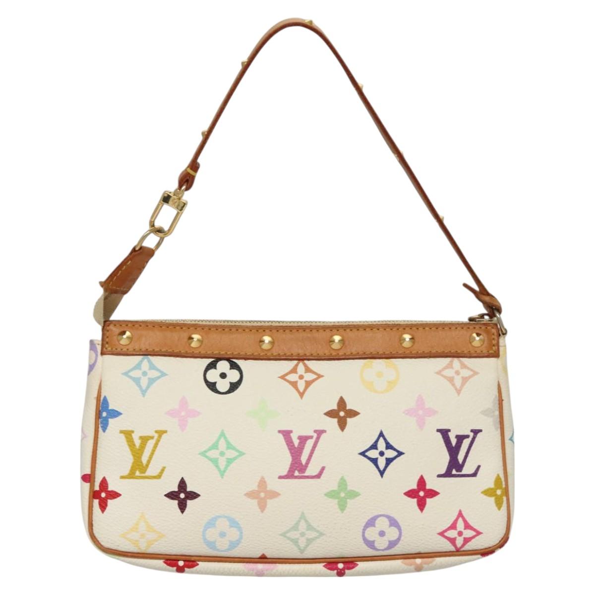 LOUIS VUITTON Multicolor Pochette Accessoires Pouch White M92649 LV Auth 127669V