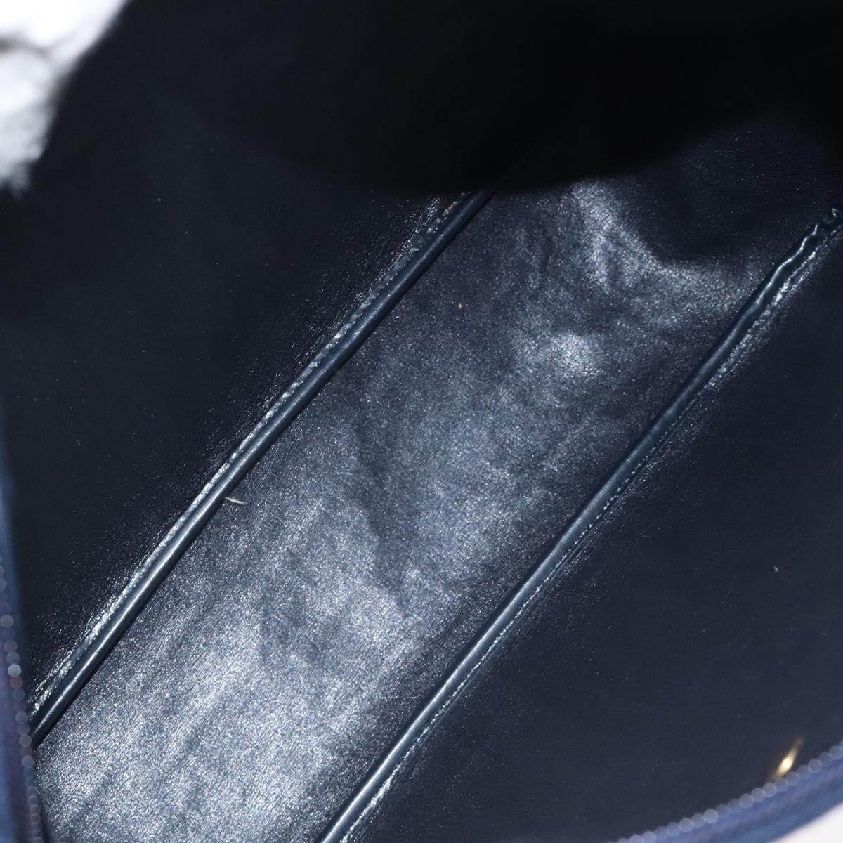 Christian Dior Trotter Canvas Shoulder Bag Navy Gold Auth 127683
