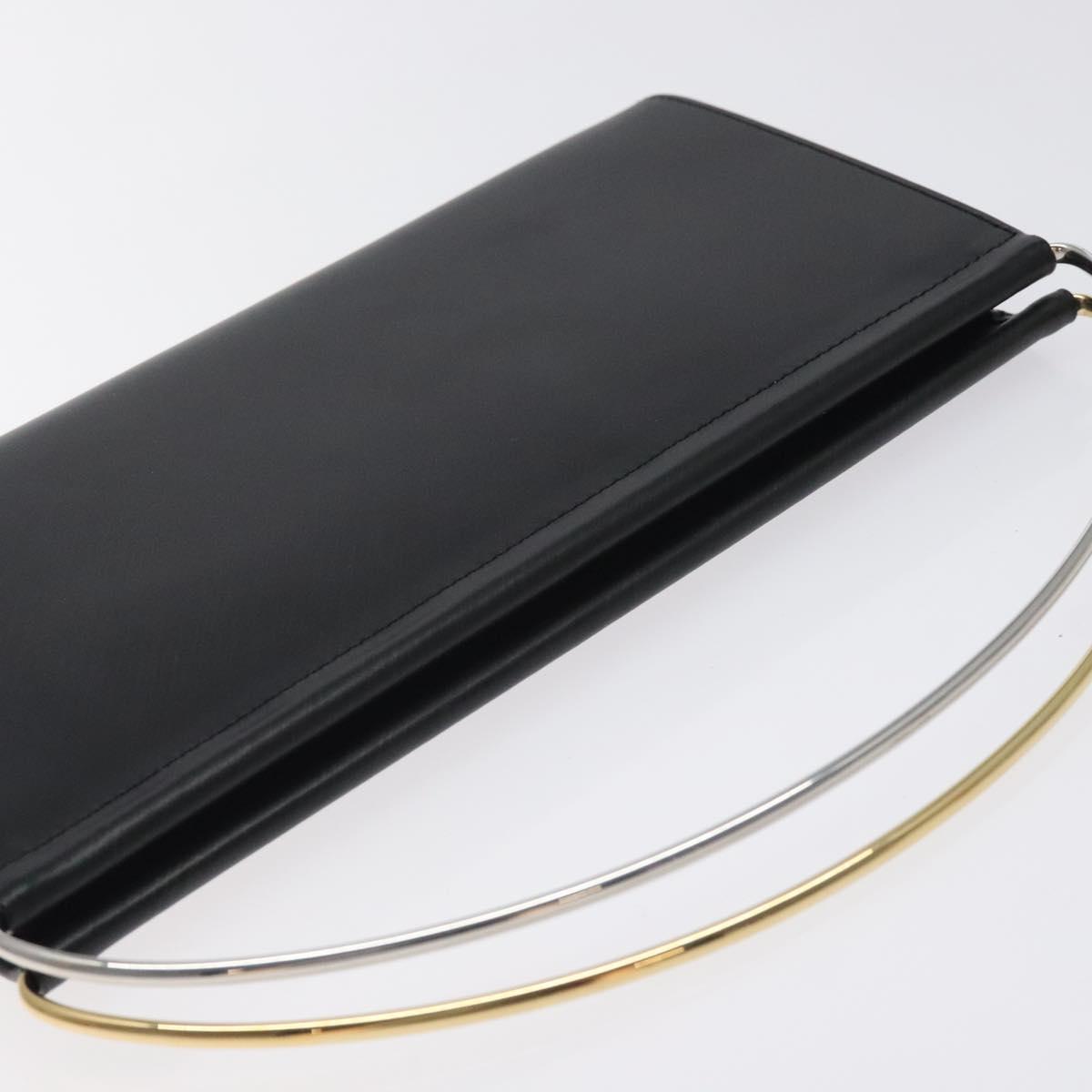 CARTIER Trinity Hand Bag Leather Black Auth 127687