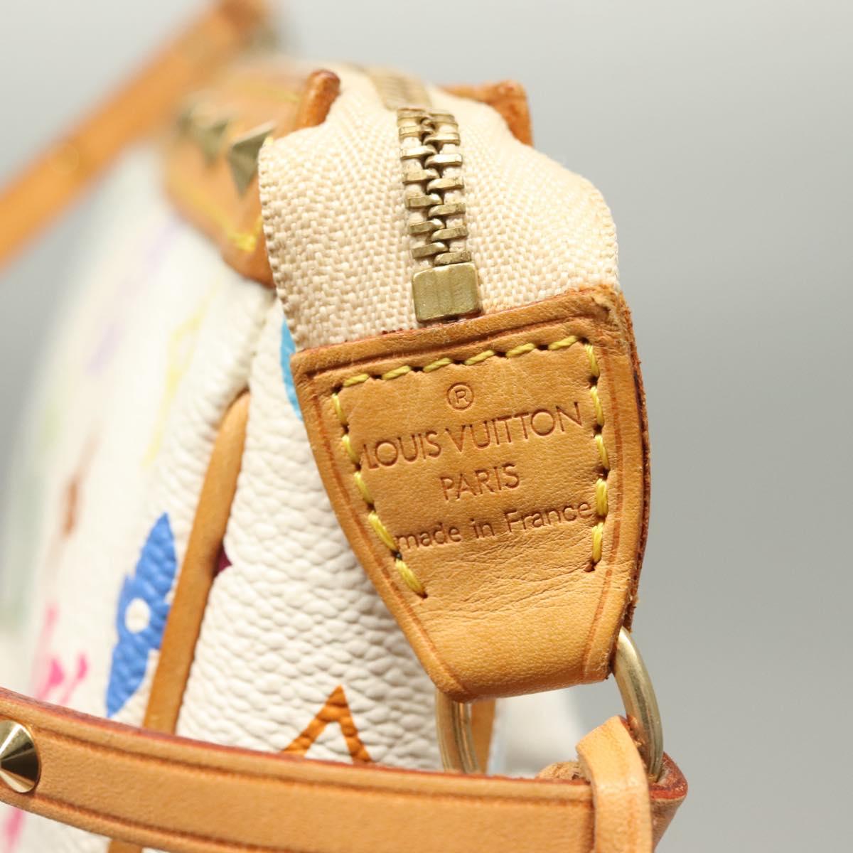 LOUIS VUITTON Multicolor Pochette Accessoires Pouch White M92649 Auth 127704V