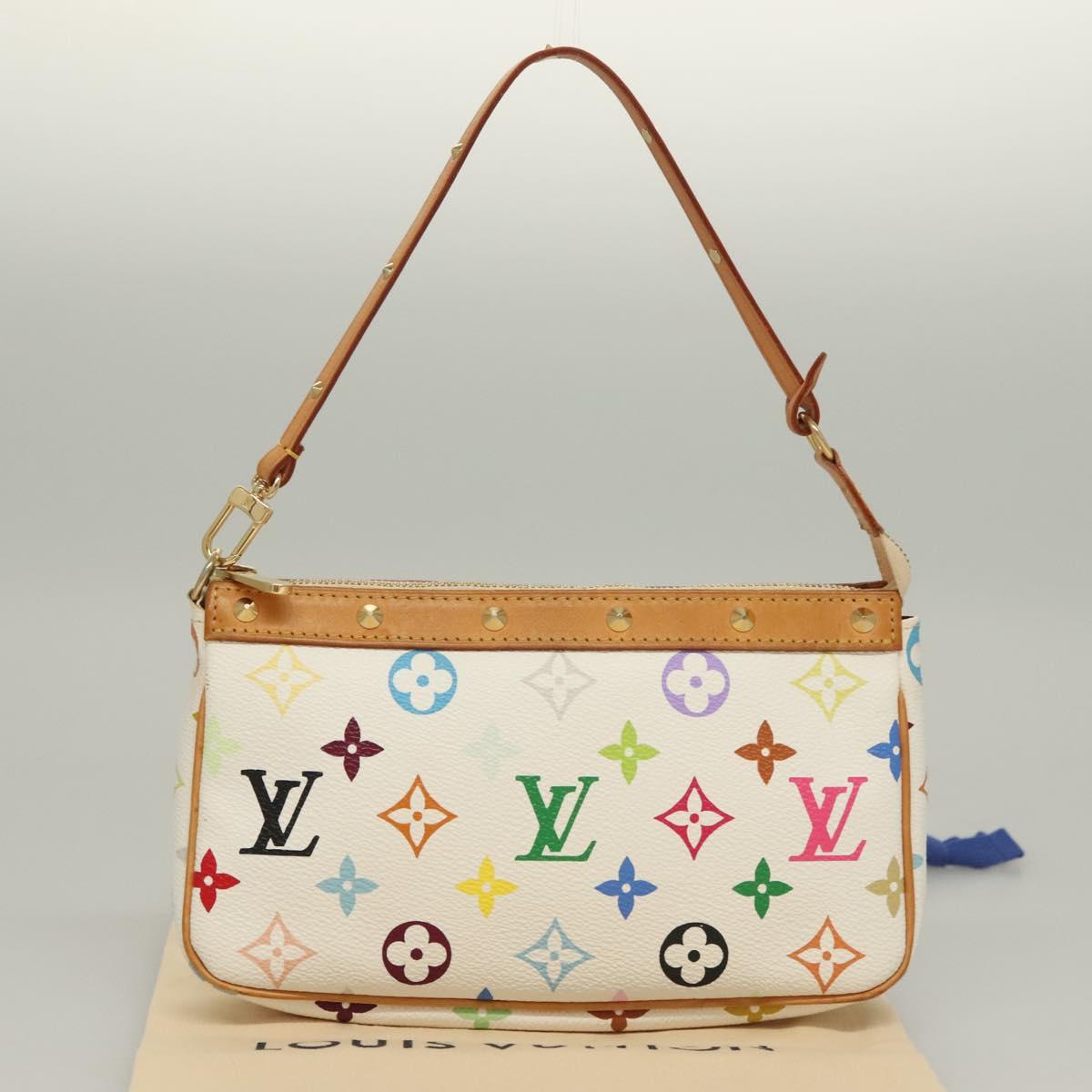 LOUIS VUITTON Multicolor Pochette Accessoires Pouch White M92649 Auth 127704V