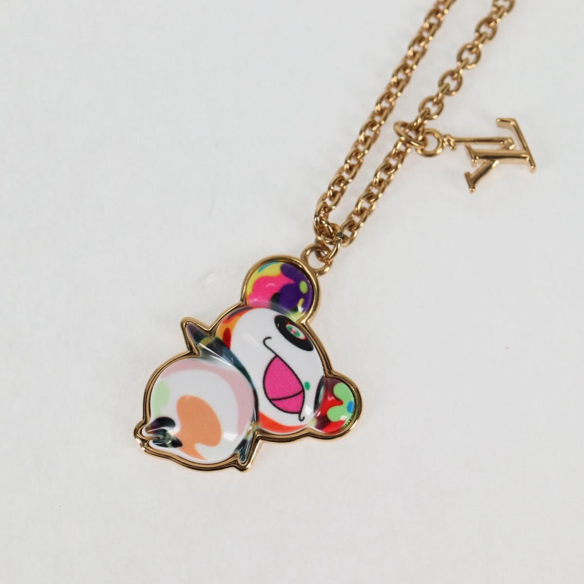 LOUIS VUITTON LVxTM 2 Necklace Super Flat metal Gold Tone M02499 LV Auth 127723SM