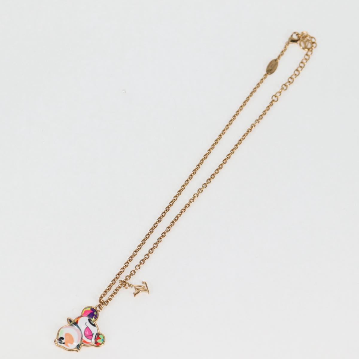 LOUIS VUITTON LVxTM 2 Necklace Super Flat metal Gold Tone M02499 LV Auth 127723SM