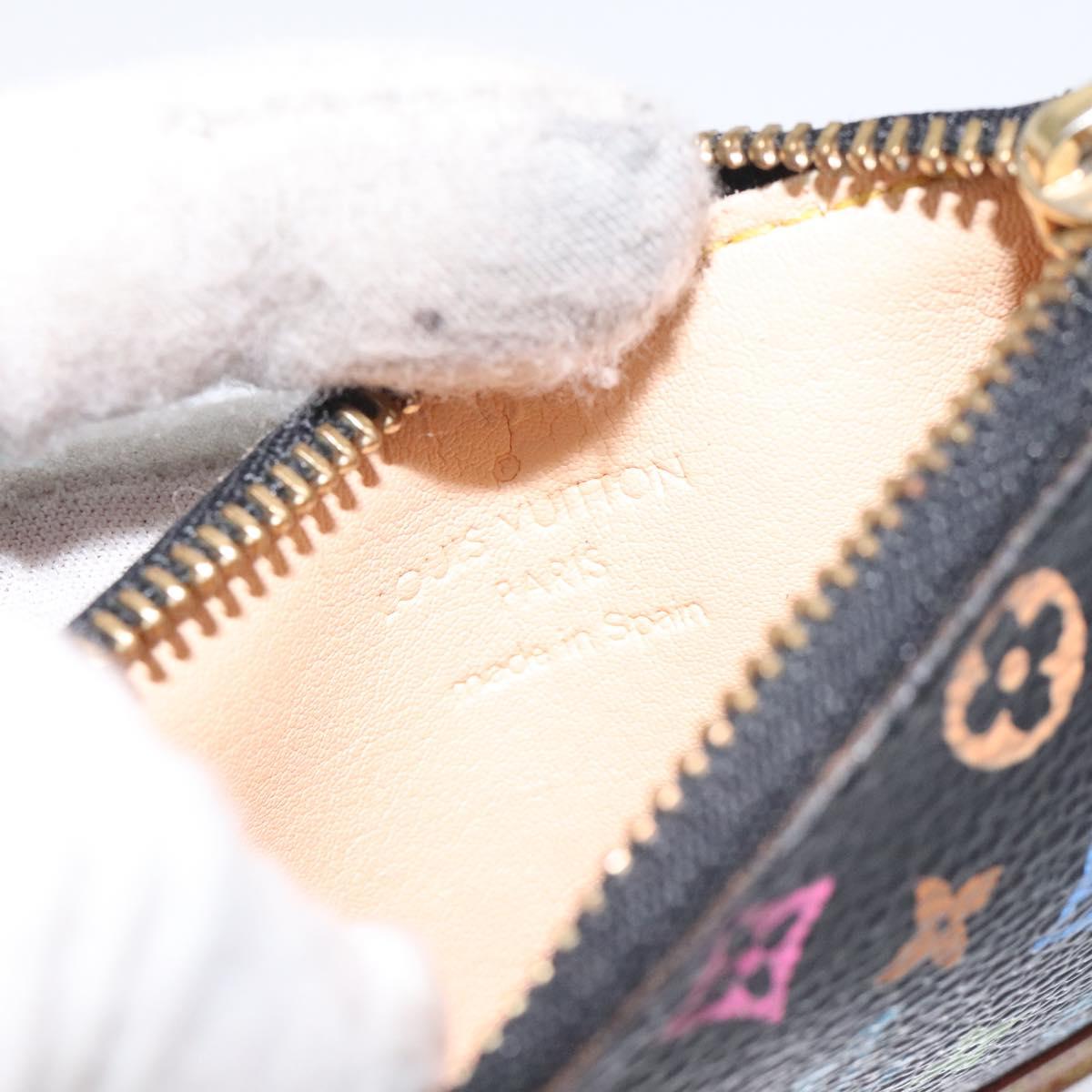LOUIS VUITTON Multicolor Pochette Cles Coin Purse Black M13664 LV Auth 127749