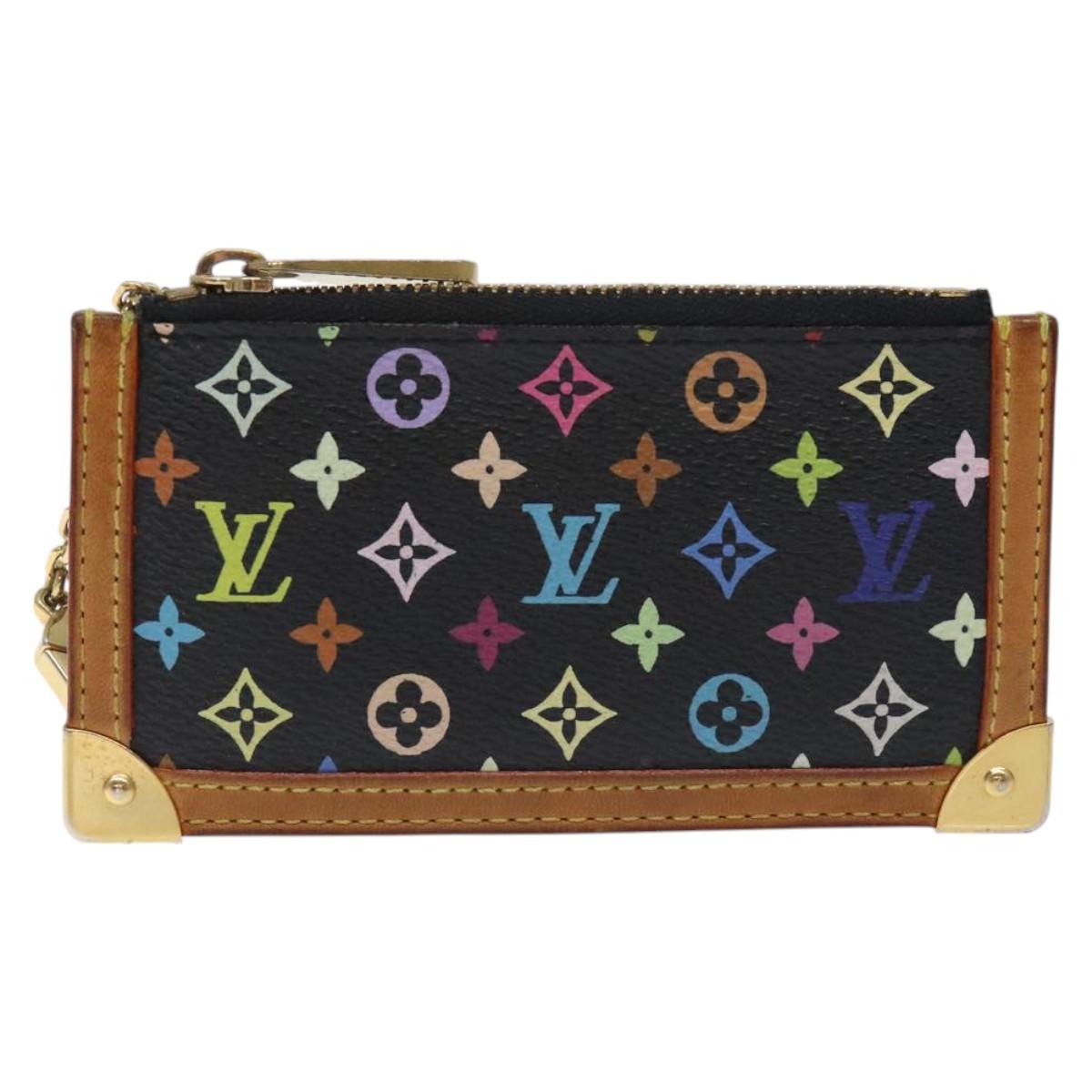 LOUIS VUITTON Multicolor Pochette Cles Coin Purse Black M13664 LV Auth 127749