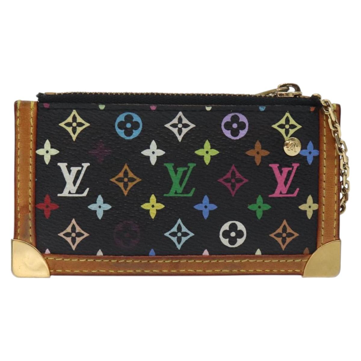LOUIS VUITTON Multicolor Pochette Cles Coin Purse Black M13664 LV Auth 127749