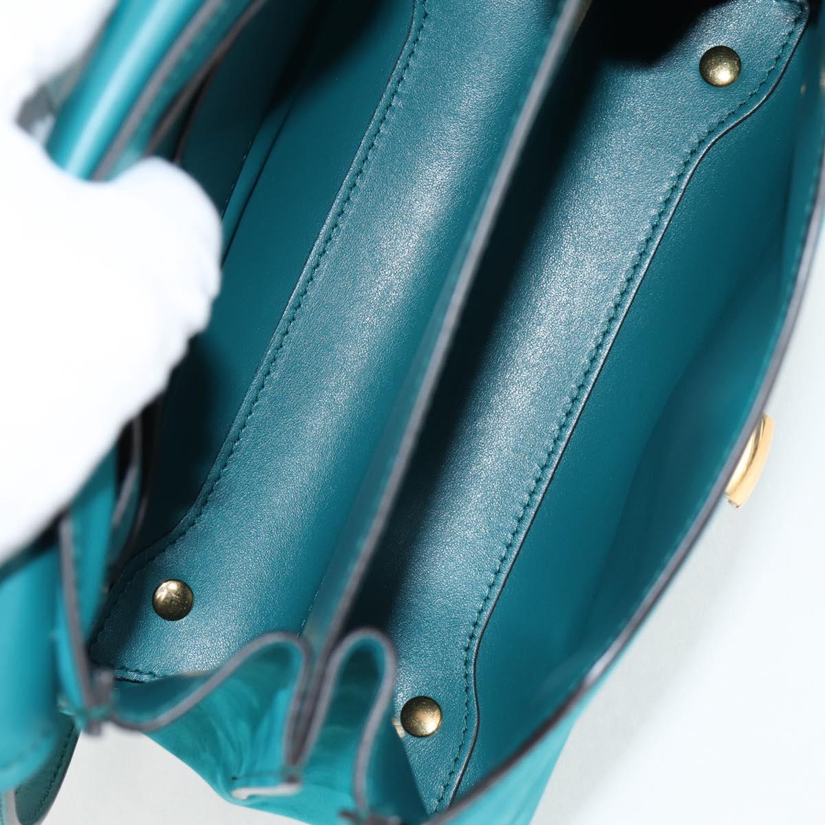 Salvatore Ferragamo Gancini Margot Bag Suede 2way Turquoise Blue Auth 127782M