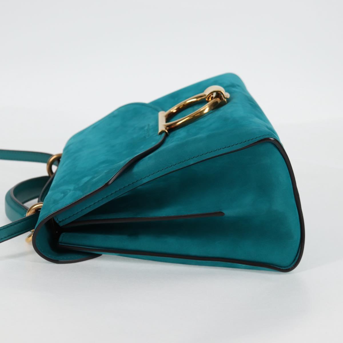 Salvatore Ferragamo Gancini Margot Bag Suede 2way Turquoise Blue Auth 127782M