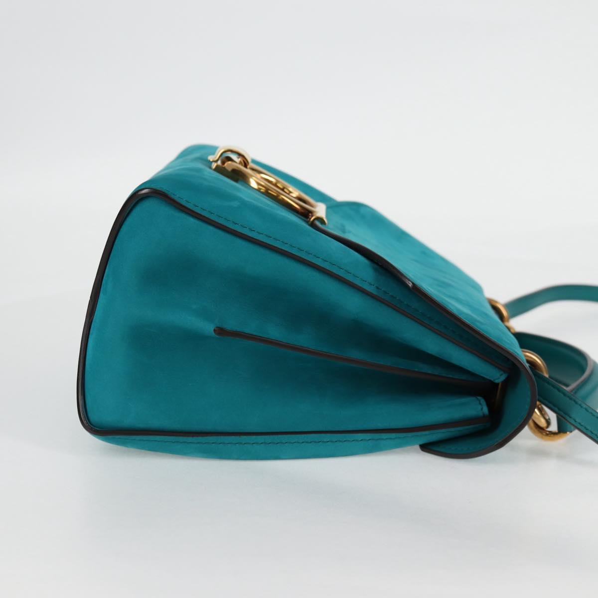 Salvatore Ferragamo Gancini Margot Bag Suede 2way Turquoise Blue Auth 127782M