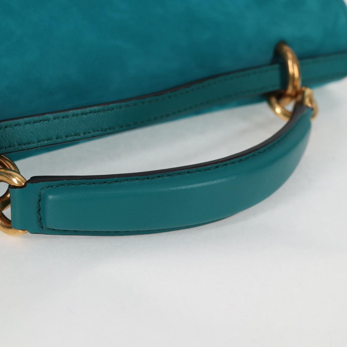 Salvatore Ferragamo Gancini Margot Bag Suede 2way Turquoise Blue Auth 127782M