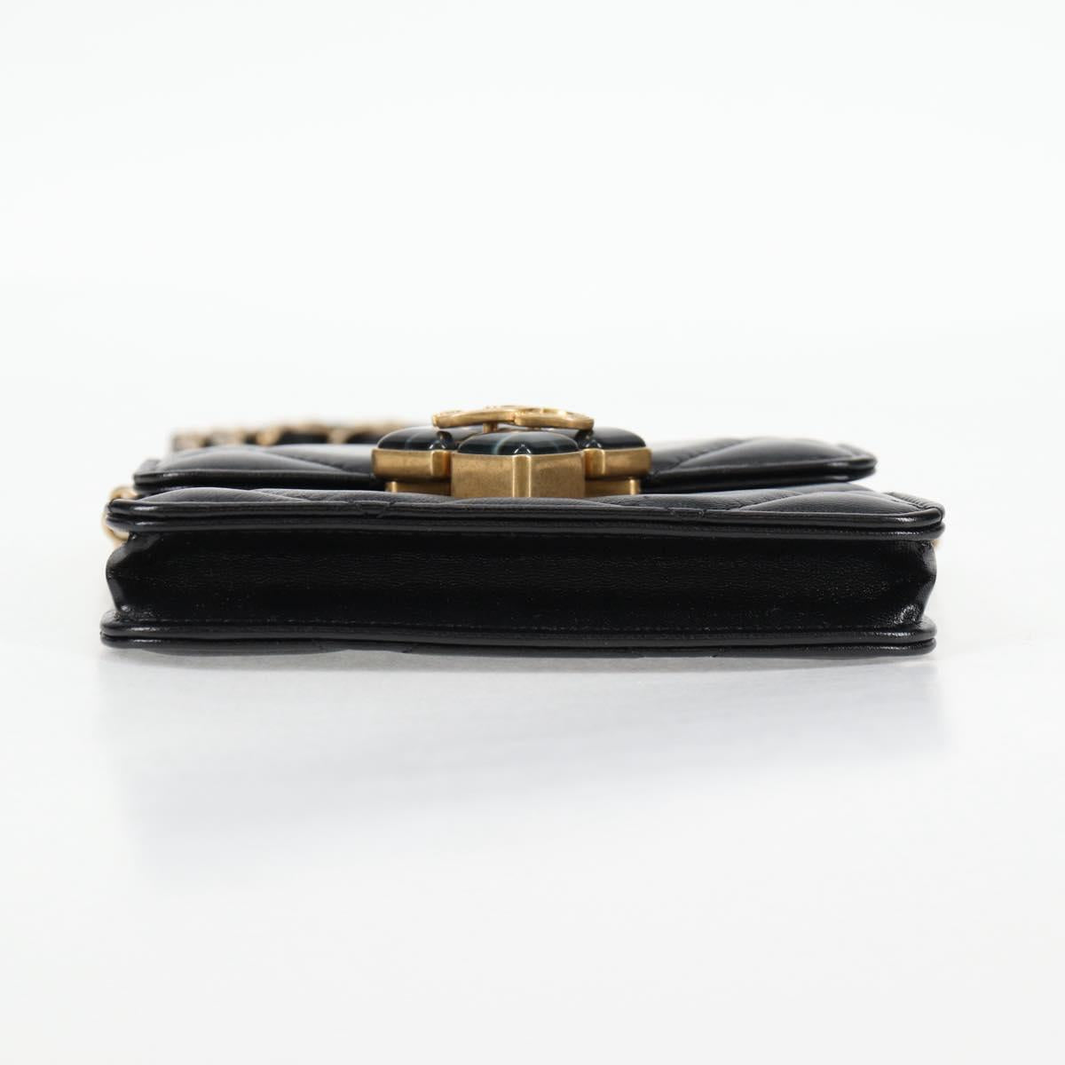 CHANEL Matelasse Chain Pouch Shoulder Bag Lamb Skin Black Gold CC Auth 127795M