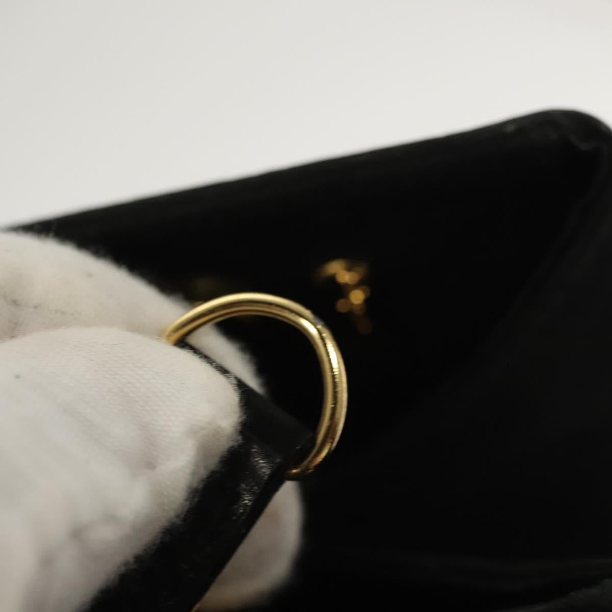 Salvatore Ferragamo Gancini Shoulder Bag Suede Black Gold Auth 127796