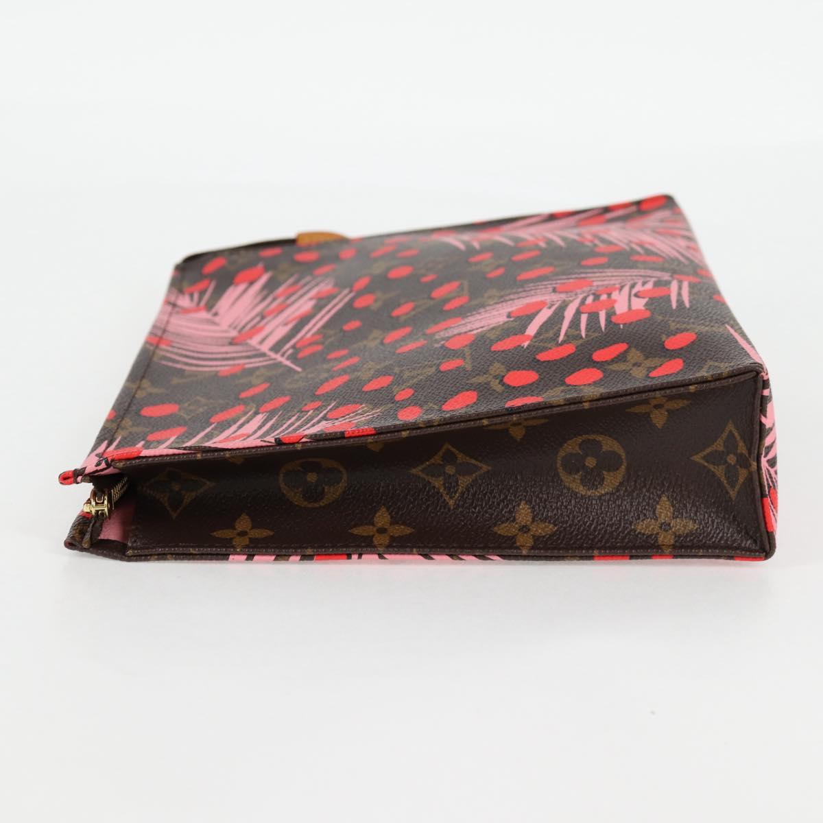 LOUIS VUITTON Monogram jungle dot Poche Toilette 26 Pouch Brown Red Auth 127808M