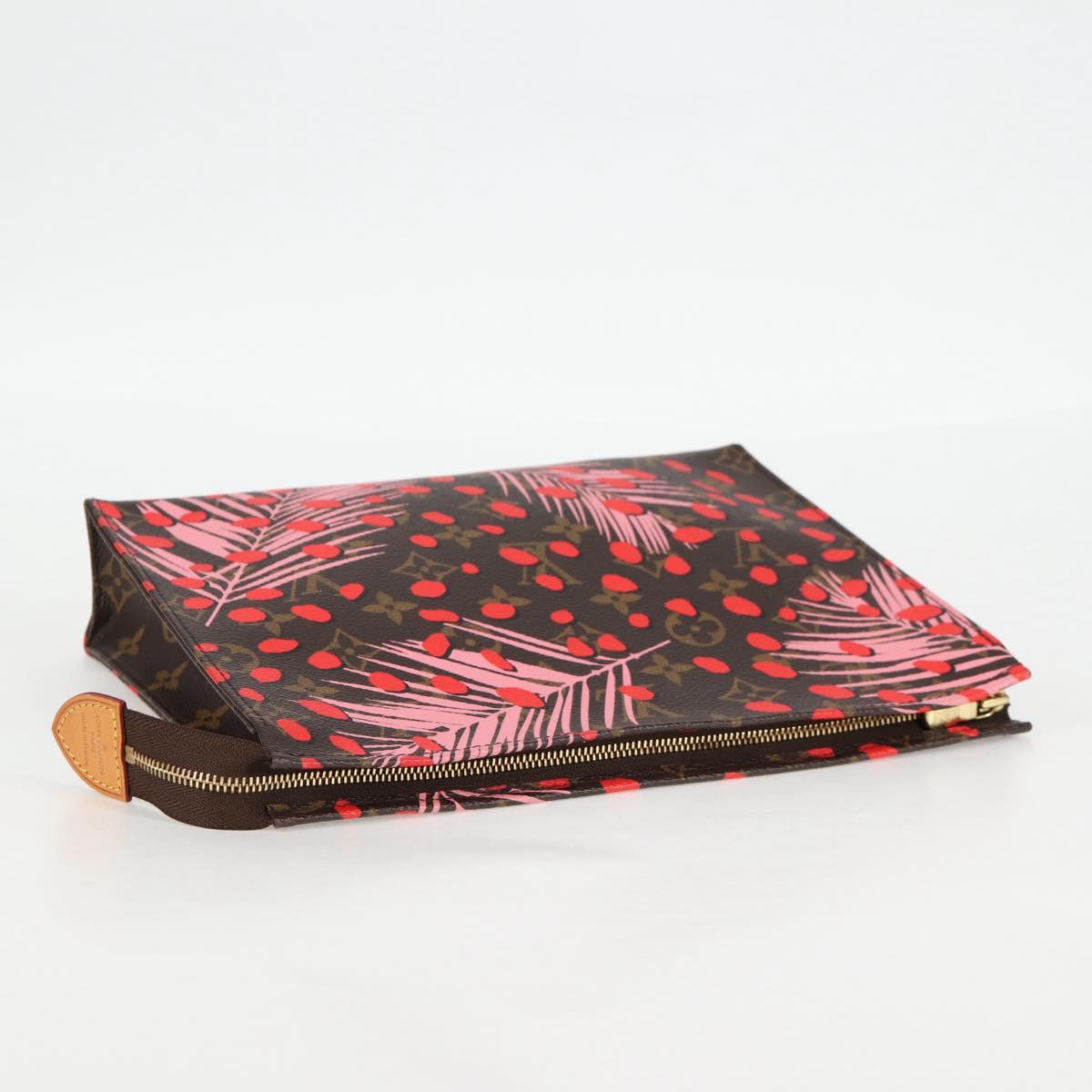 LOUIS VUITTON Monogram jungle dot Poche Toilette 26 Pouch Brown Red Auth 127808M