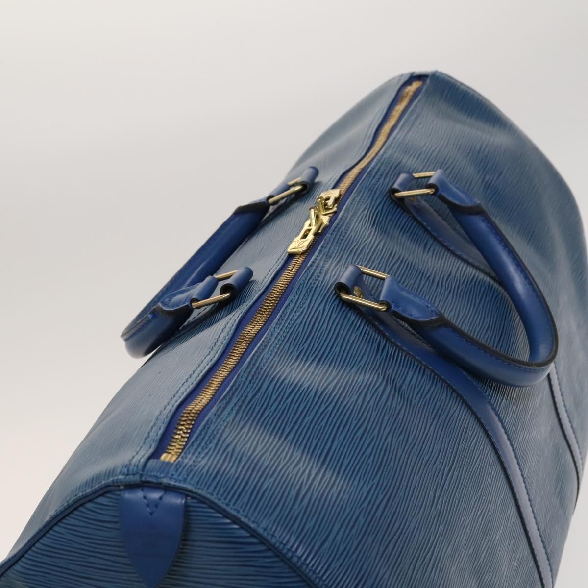 LOUIS VUITTON Epi Keepall 50 Boston Bag Blue M42965 LV Auth 127810