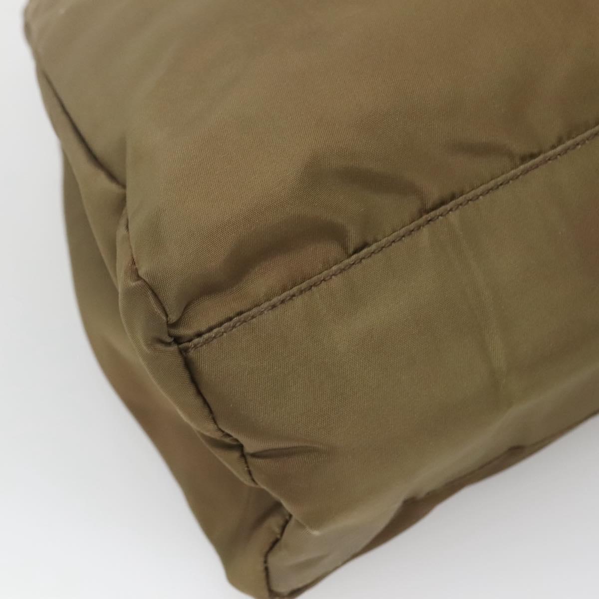 PRADA Hand Bag Nylon Khaki Auth 127819
