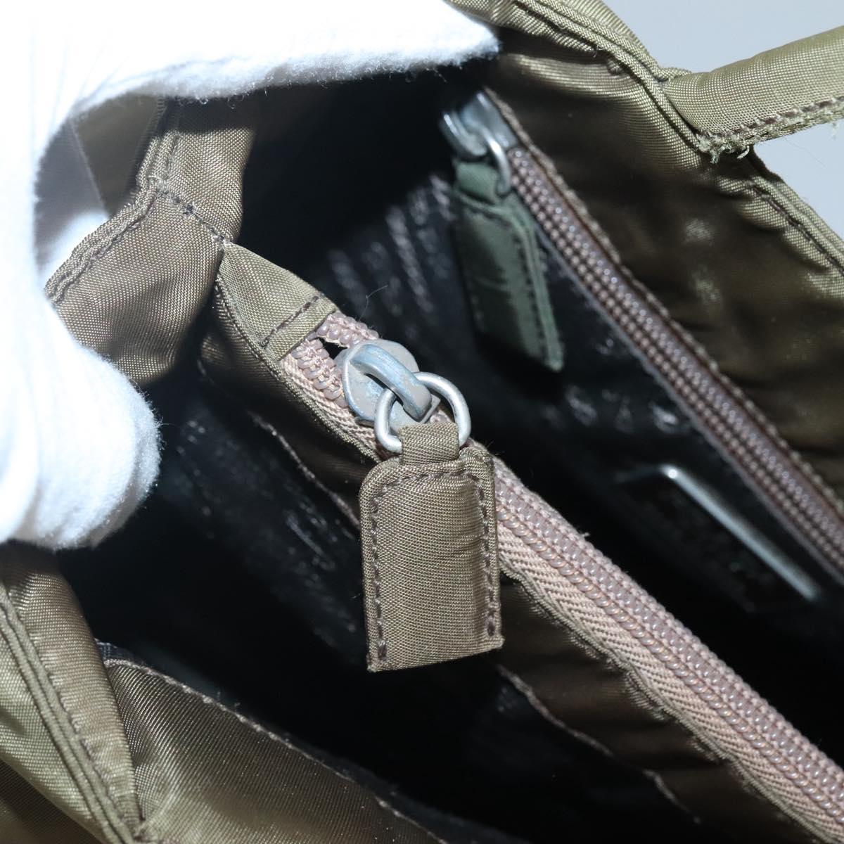 PRADA Hand Bag Nylon Khaki Auth 127819
