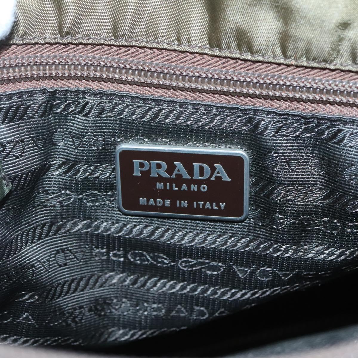 PRADA Hand Bag Nylon Khaki Auth 127819