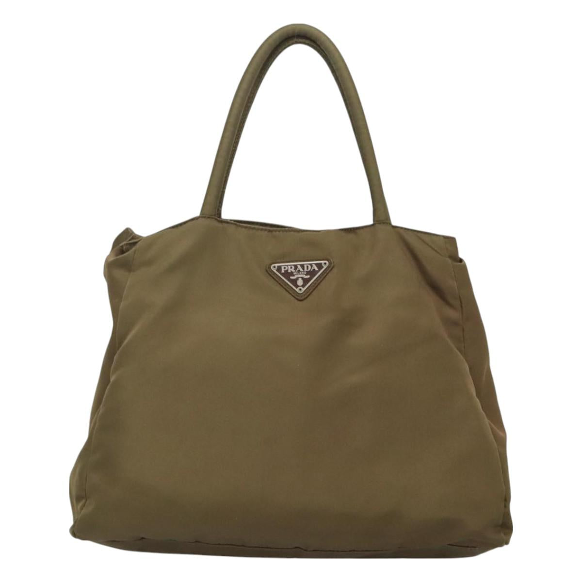 PRADA Hand Bag Nylon Khaki Auth 127819