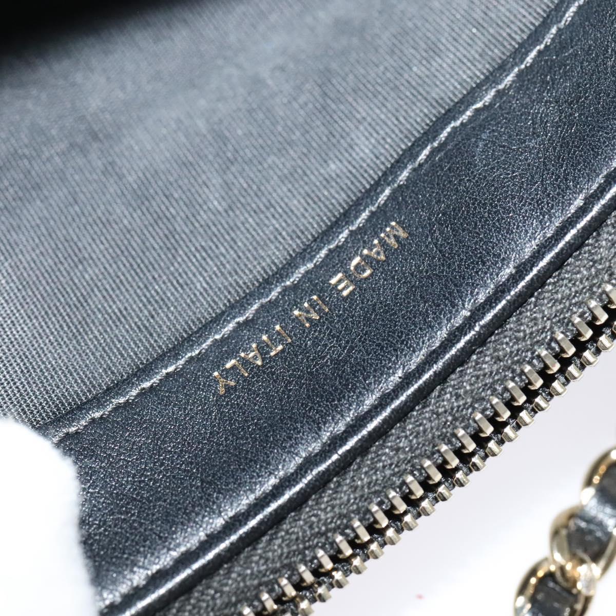 CHANEL Deauville line COCO Mark Chain Wallet Raffia Navy Gold CC Auth 127827M