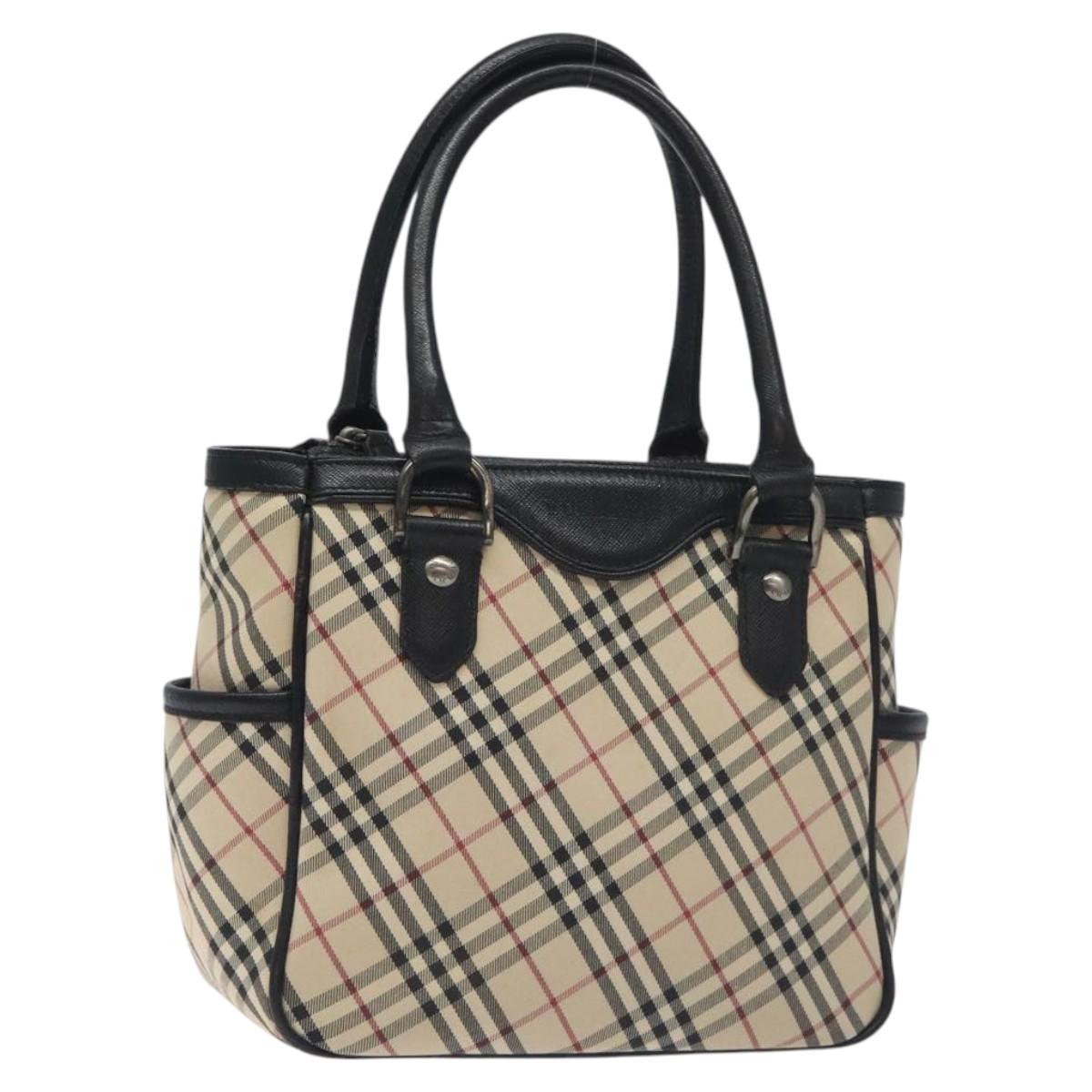 BURBERRY Nova Check Hand Bag Canvas Beige Auth 127834
