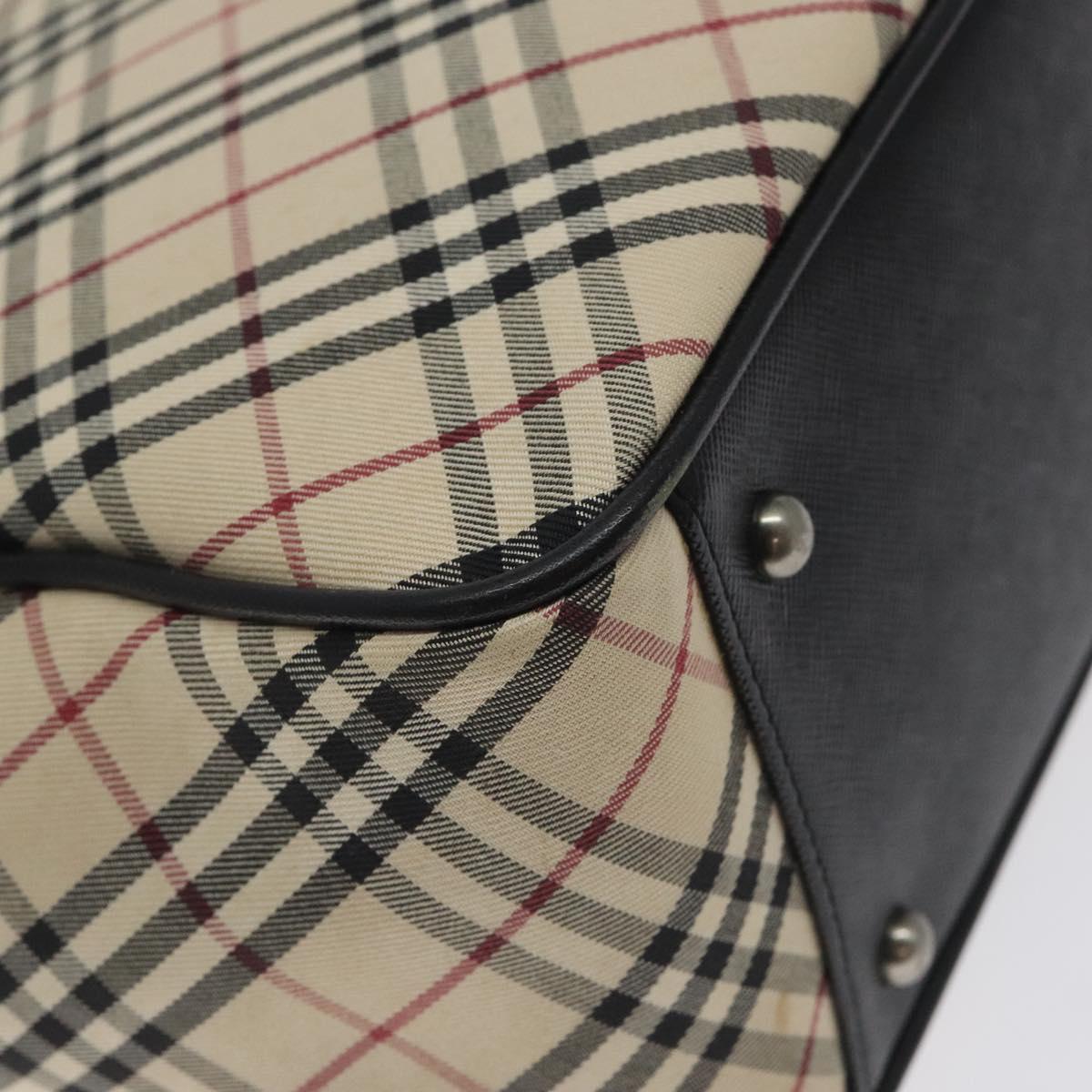 BURBERRY Nova Check Hand Bag Canvas Beige Auth 127834