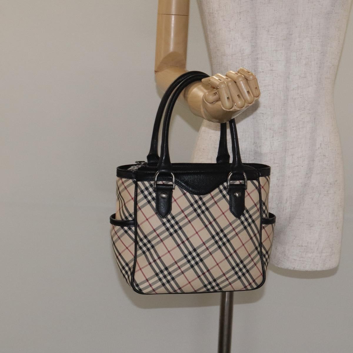 BURBERRY Nova Check Hand Bag Canvas Beige Auth 127834