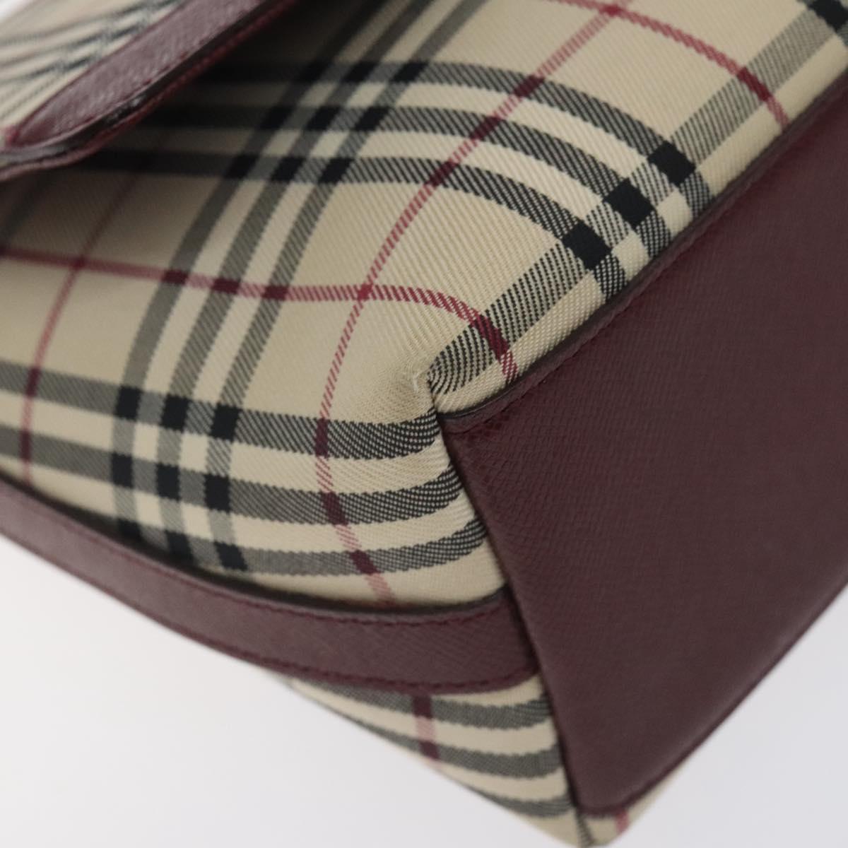 BURBERRY Nova Check Shoulder Bag Canvas Leather Beige Gold Auth 127835