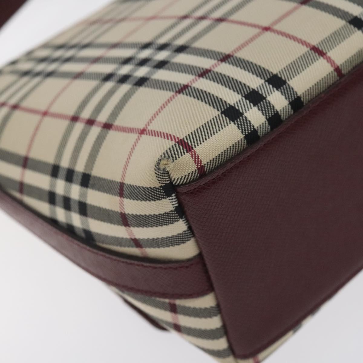 BURBERRY Nova Check Shoulder Bag Canvas Leather Beige Gold Auth 127835