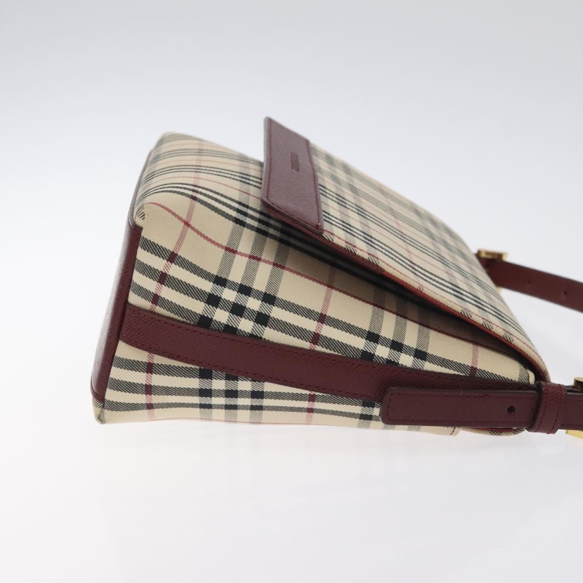 BURBERRY Nova Check Shoulder Bag Canvas Leather Beige Gold Auth 127835