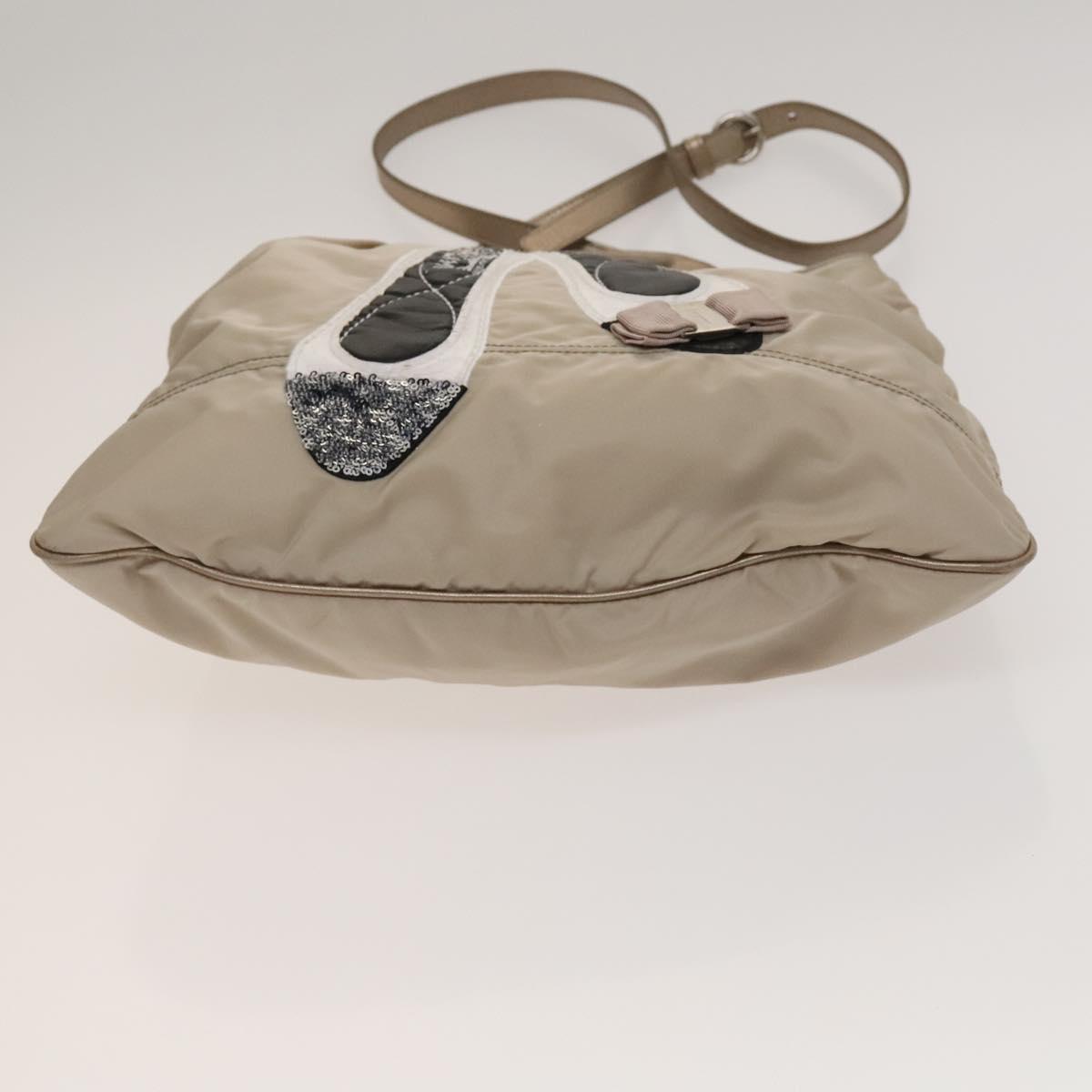 Salvatore Ferragamo Shoulder Bag Nylon 2way Beige Auth 127845