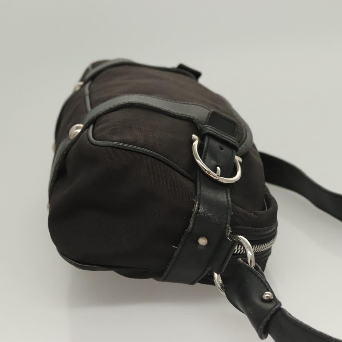 Salvatore Ferragamo Gancini Shoulder Bag Canvas Black Silver Auth 127847