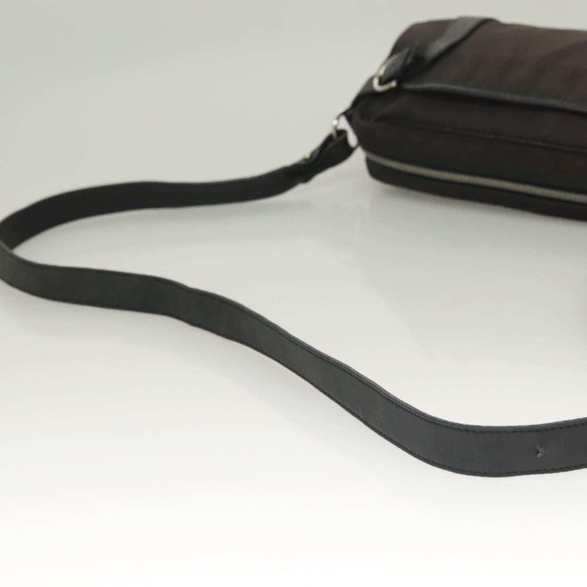 Salvatore Ferragamo Gancini Shoulder Bag Canvas Black Silver Auth 127847
