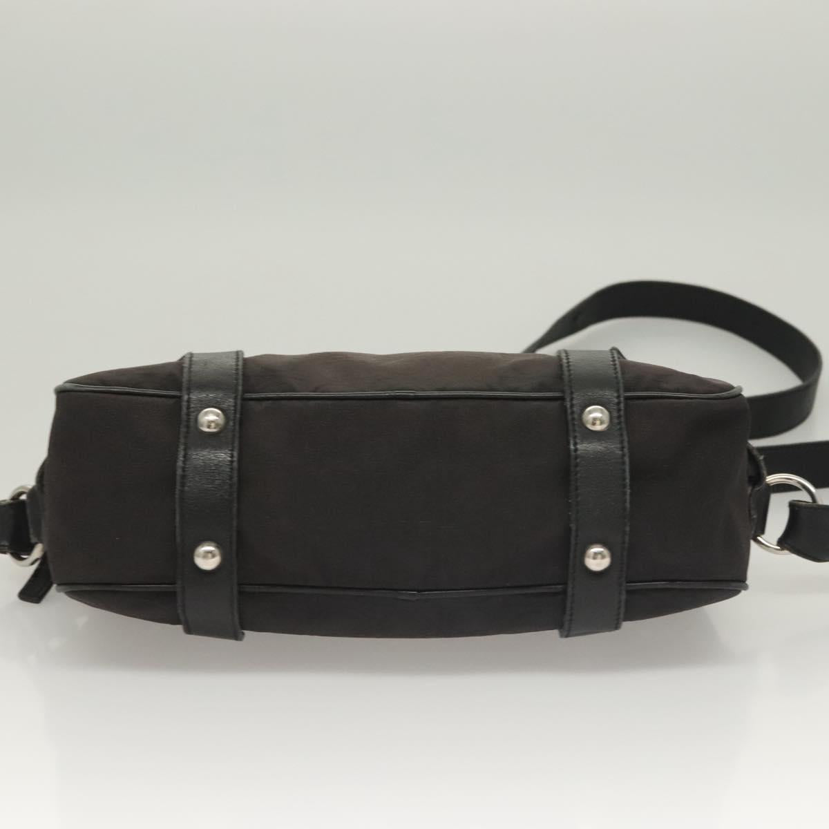 Salvatore Ferragamo Gancini Shoulder Bag Canvas Black Silver Auth 127847