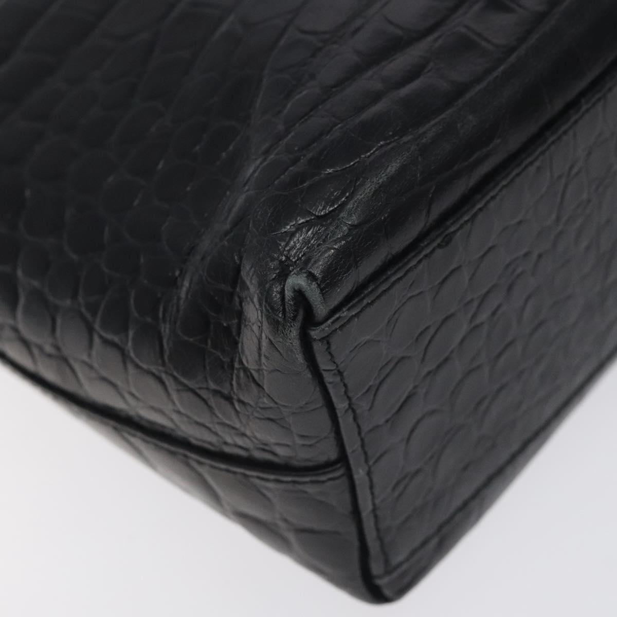 Salvatore Ferragamo Shoulder Bag Leather Black Gold Auth 127848