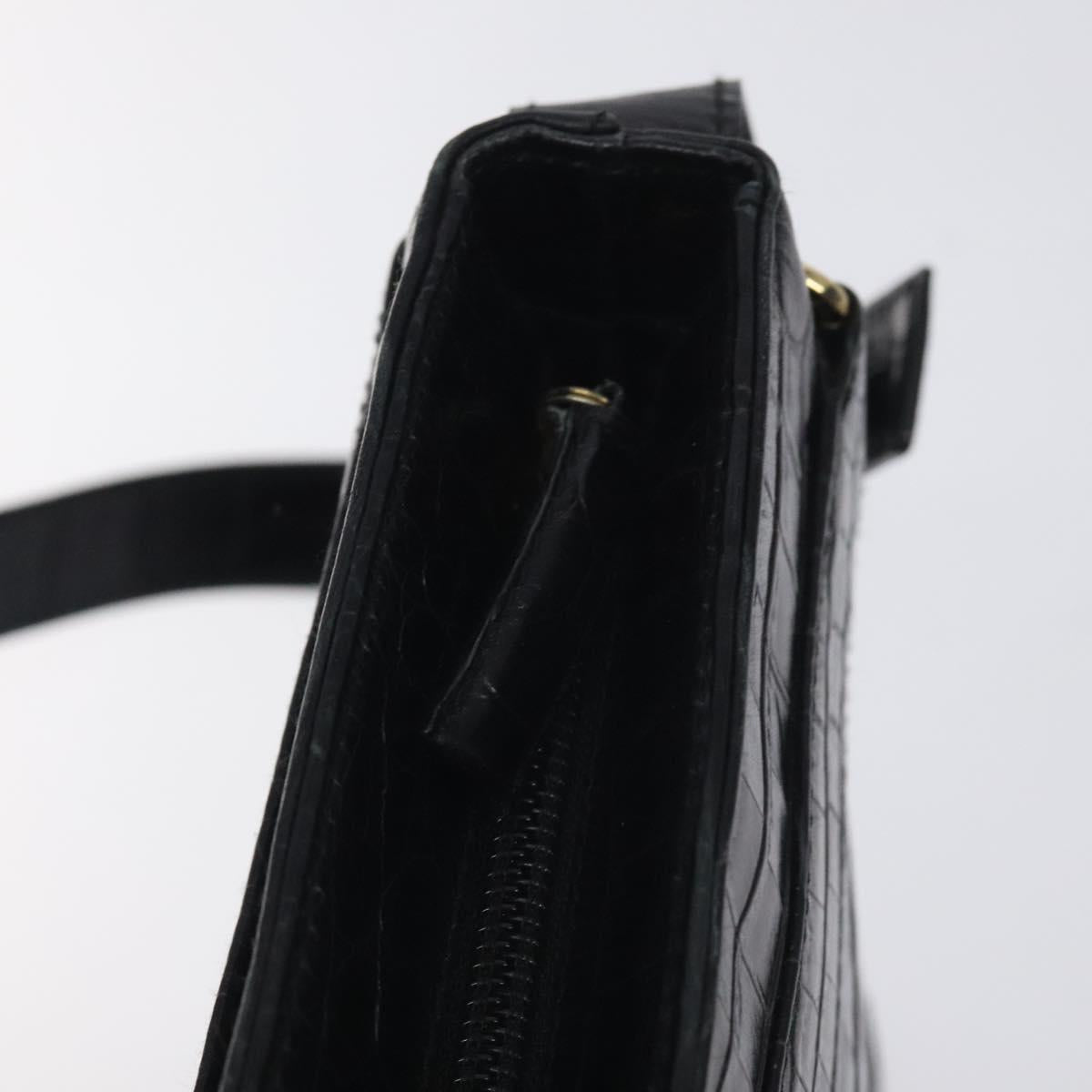 Salvatore Ferragamo Shoulder Bag Leather Black Gold Auth 127848
