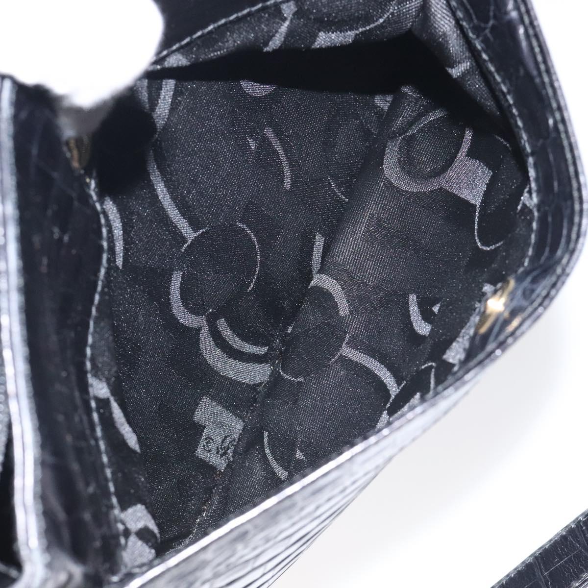 Salvatore Ferragamo Shoulder Bag Leather Black Gold Auth 127848