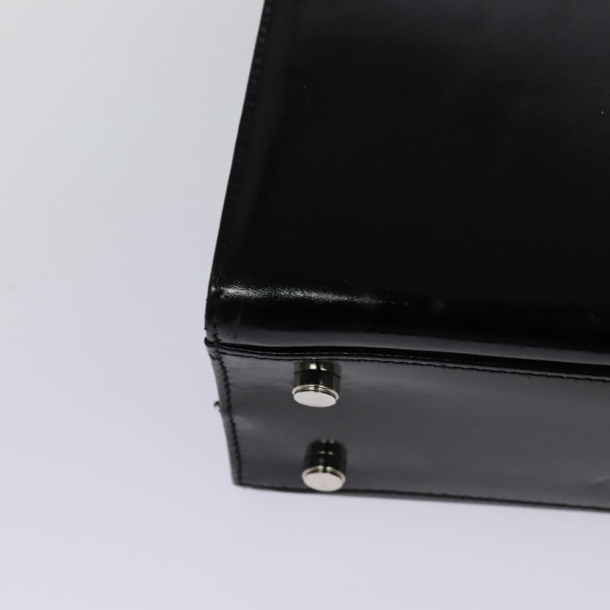 Salvatore Ferragamo Hand Bag Patent leather 2way Black Silver Auth 127849