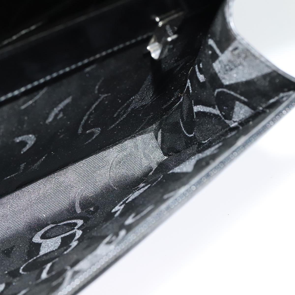 Salvatore Ferragamo Hand Bag Patent leather 2way Black Silver Auth 127849