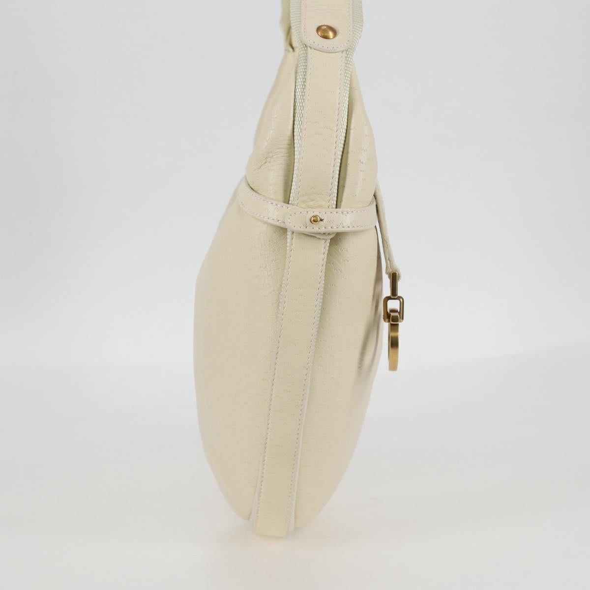 Salvatore Ferragamo Gancini Hand Bag Leather Ivory Gold Auth 127853