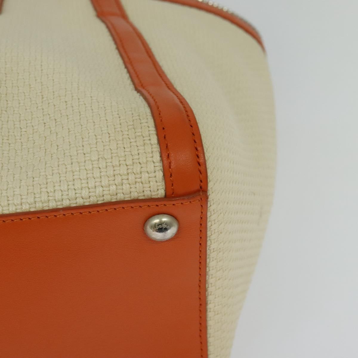 Salvatore Ferragamo Gancini Tote Bag Canvas Beige Silver Auth 127854