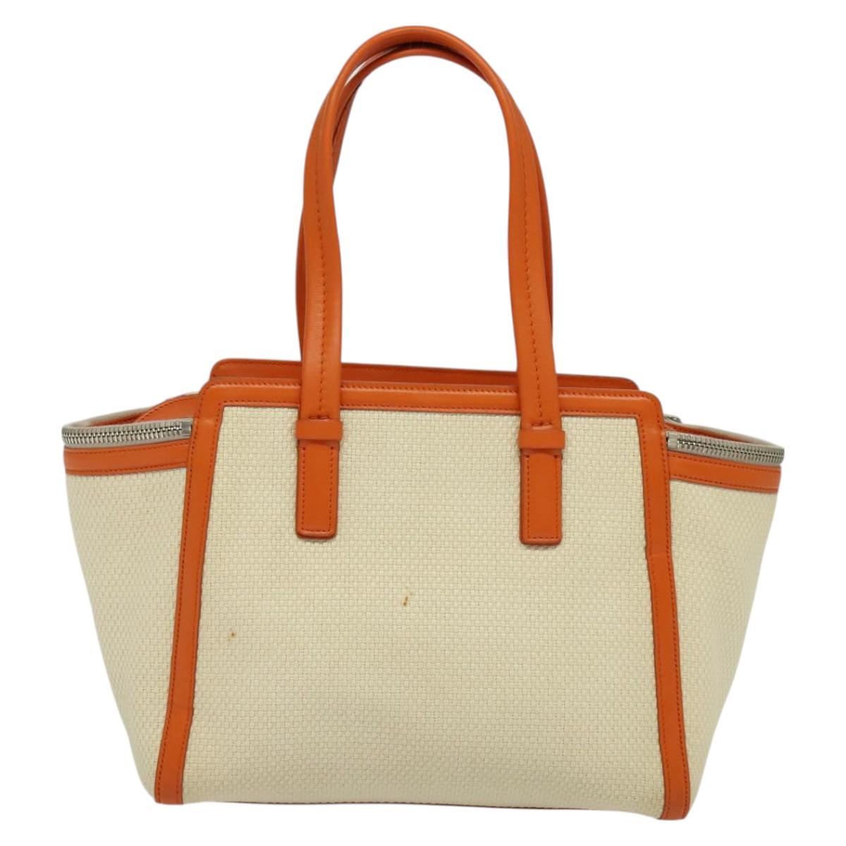 Salvatore Ferragamo Gancini Tote Bag Canvas Beige Silver Auth 127854