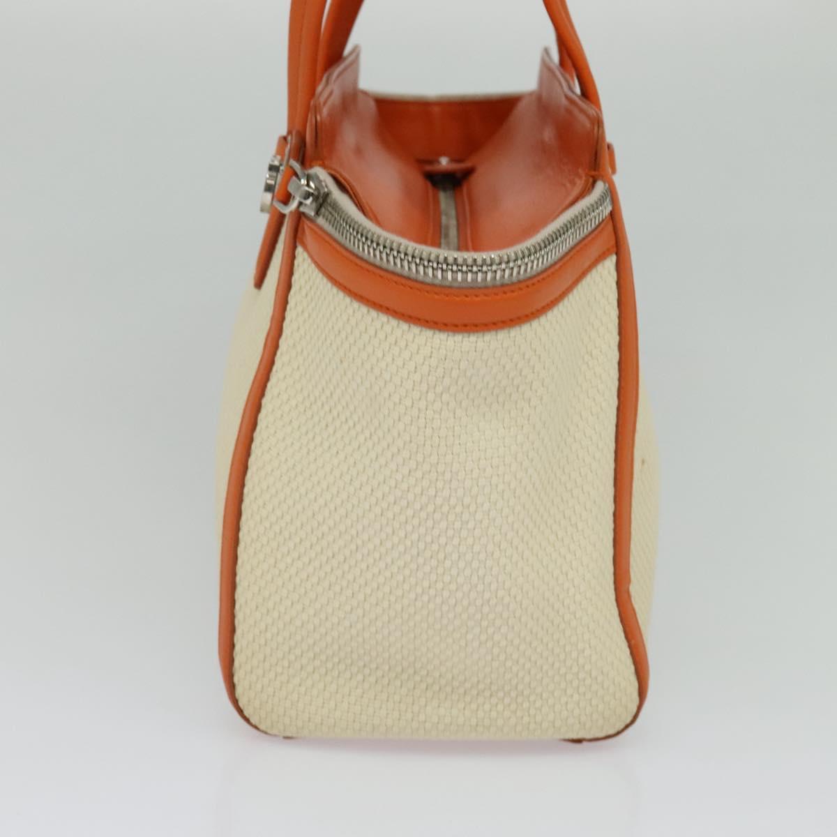 Salvatore Ferragamo Gancini Tote Bag Canvas Beige Silver Auth 127854