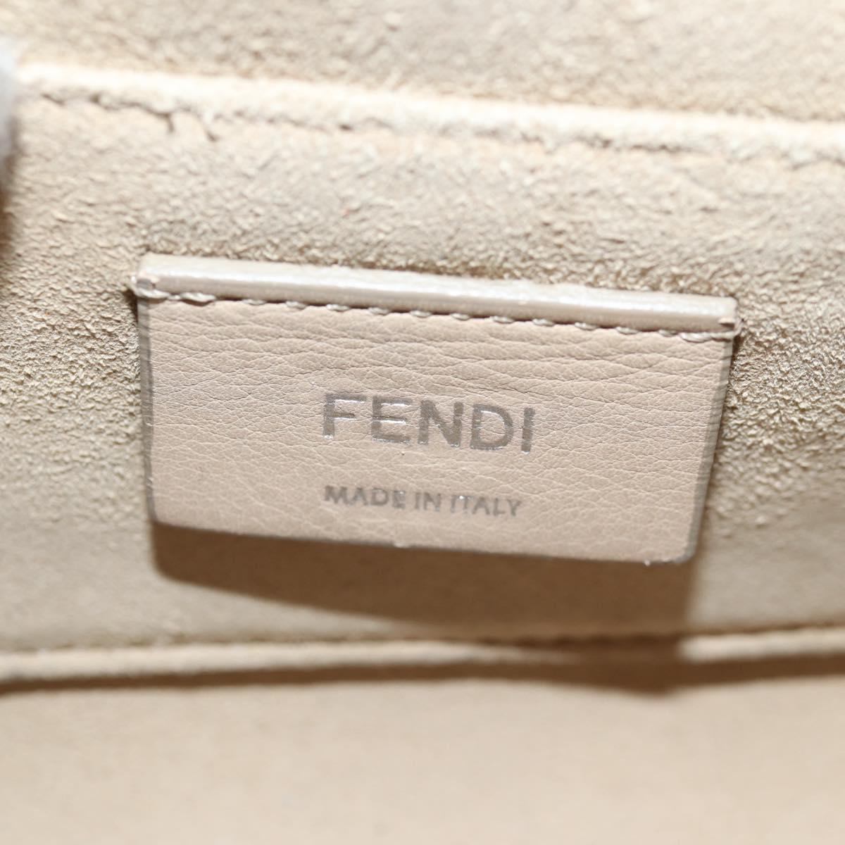 FENDI Chain Shoulder Bag Leather Gray Silver Auth 127855V