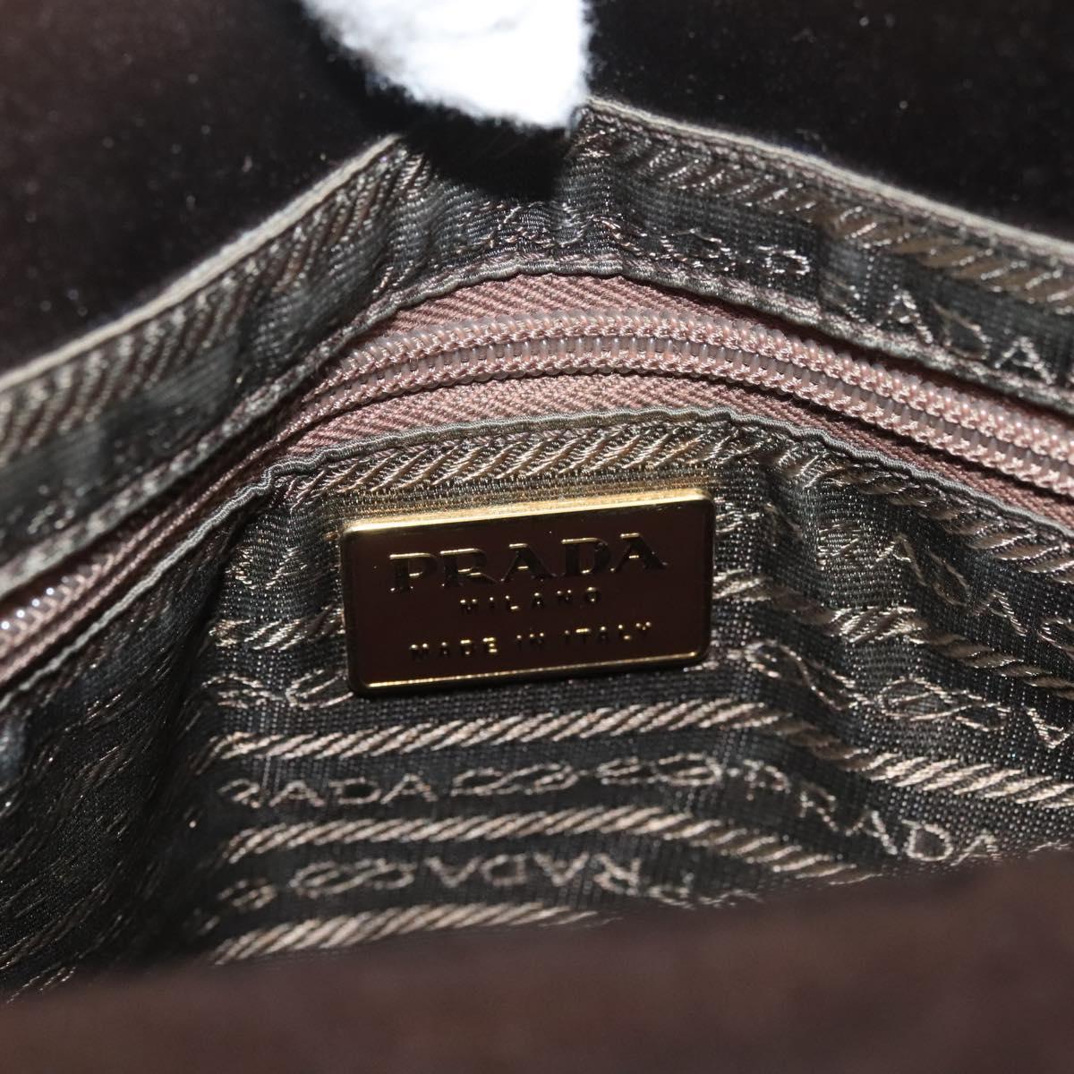 PRADA Chain Tote Bag Satin Brown Gold Auth 127862